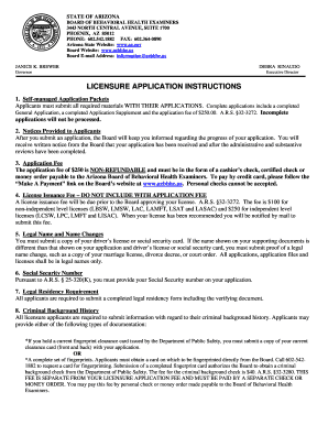 Arizona Behavioral Health Licensure Application