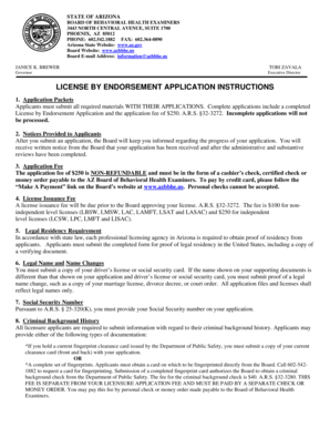 Arizona License by Endorsement Application