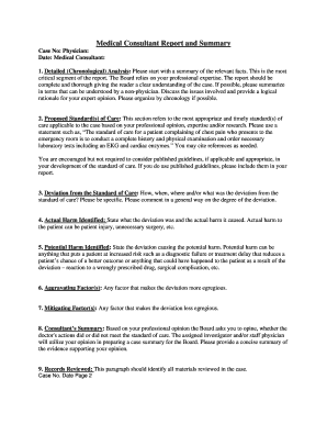 Medical Consultant Report and Summary