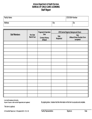 Arizona Child Care Staff Report