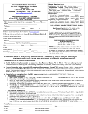 Arkansas Professional Engineer and Surveyor Renewal Form