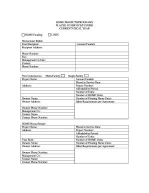 HOME Program Funding Form