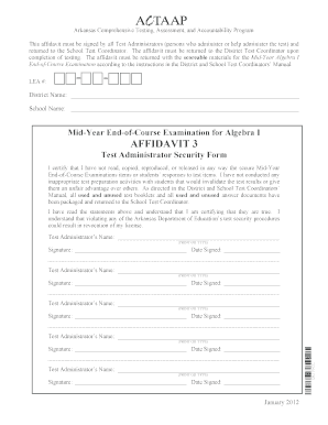 Arkansas Test Administrator Affidavit