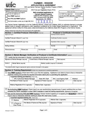 California WIC Farmer-Vendor Application & Agreement