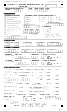 California Diabetes and Pregnancy Program Data Form