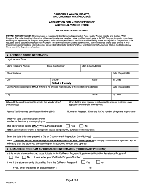 California WIC Additional Vendor Store Application
