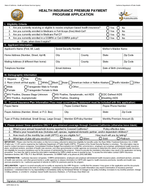 California Health Insurance Premium Payment Program Application