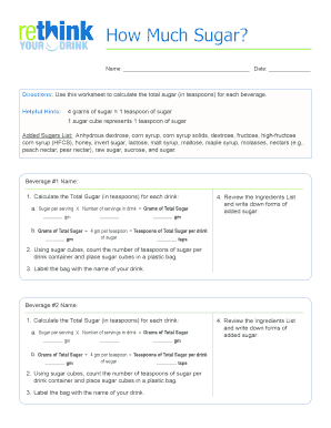 Sugar Content Calculation Worksheet