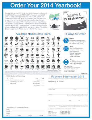 2014 Yearbook Order Form