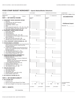 California Food Stamp Budget Worksheet
