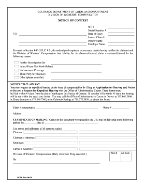 Colorado Notice of Contest