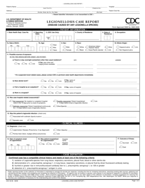 Legionellosis Case Report Form