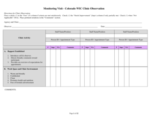 Colorado WIC Clinic Observation Form