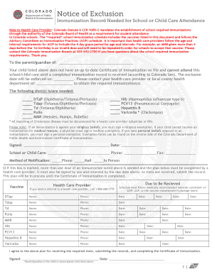 Colorado School Immunization Notice