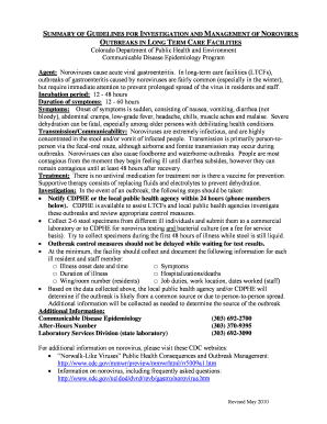 Norovirus Outbreak Guidelines for Long Term Care Facilities