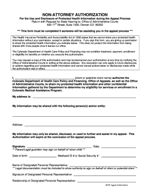 Non-Attorney Authorization for Health Information Disclosure