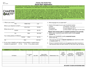 Charter Oak Health Plan Quick Start Application