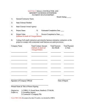 Monthly Small Contractor and Minority Business Enterprise Payment Status Report