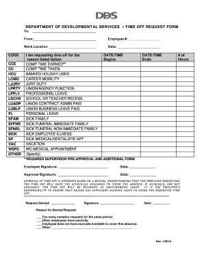 Department of Developmental Services Time Off Request Form