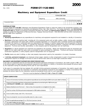 Connecticut Form CT-1120 MEC