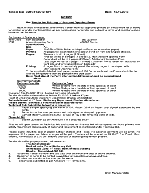 Bank of india kyc form pdf - Account opening fillable form boi