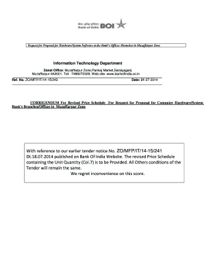 Request for Proposal for HardwareSystem Software at the Banks Offices Branches in Muzaffarpur Zone