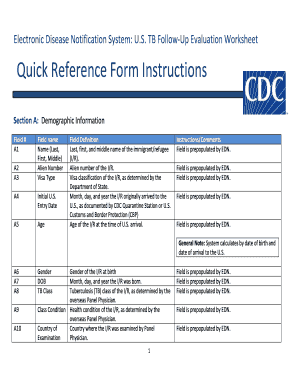 US TB Follow-Up Evaluation Worksheet