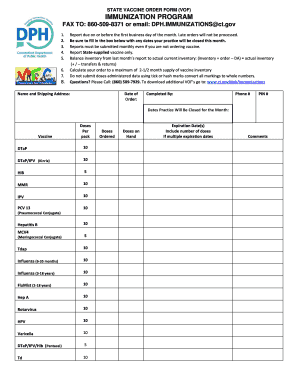 State Vaccine Order Form