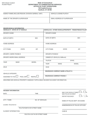 State of Connecticut Vehicle Incident Report