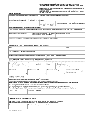 Application for Refund of Finnish Withholding Tax