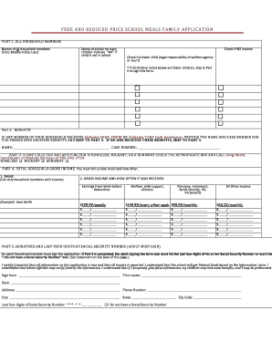 Free and Reduced Price School Meals Application