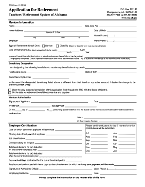 Alabama Teachers' Retirement Application