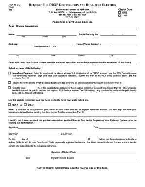RSA 10 D-D Request for Drop Distribution and Rollover Election