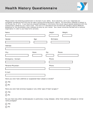Health History Questionnaire