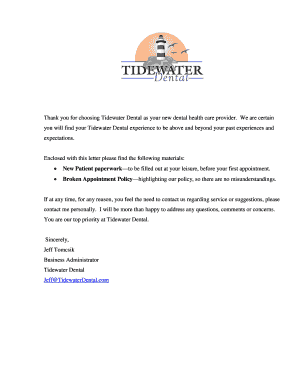 Tidewater Dental New Patient Registration