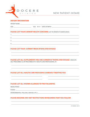 New Patient Intake Form