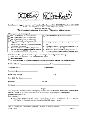 NC Pre-K Teacher Evaluation Agreement