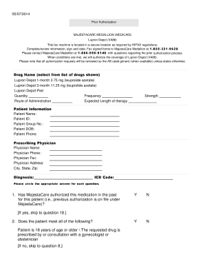 MajestaCare Medallion Lupron Depot Prior Authorization Form
