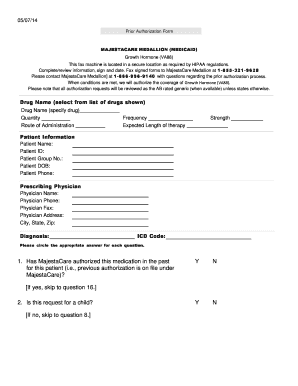 Prior Authorization Form for Growth Hormone