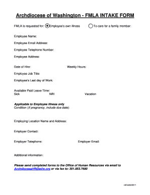 Printable fmla forms 2023 - fmla intake form