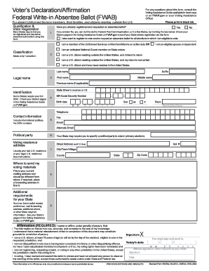 Federal Write-in Absentee Ballot
