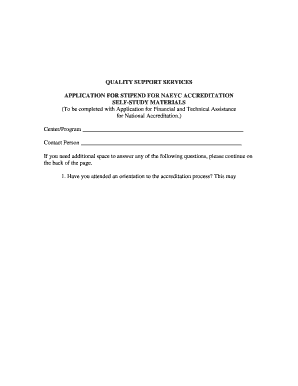 Application for Stipend for NAEYC Accreditation