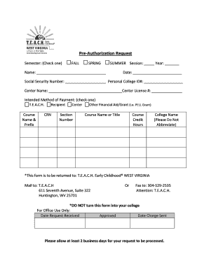 Pre-Authorization Request Form