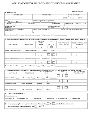Rent-Geared-to-Income Application Form