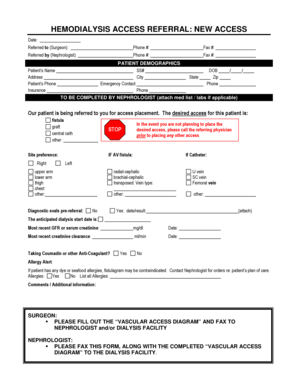 Hemodialysis Access Referral Form
