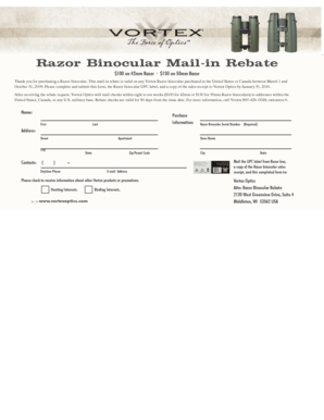 Razor Binocular Mail-in Rebate Form