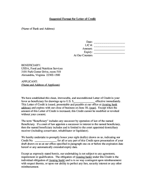 Letter of Credit Template