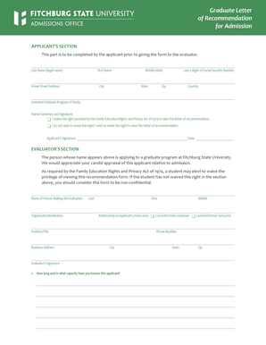 Graduate Letter of Recommendation