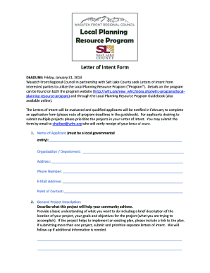 Sample of letter of intent for business - Letter of Intent Form - Wasatch Front Regional Council