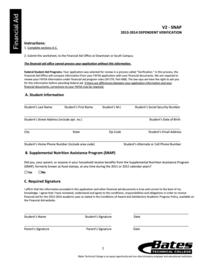 2013-2014 Dependent Verification Form